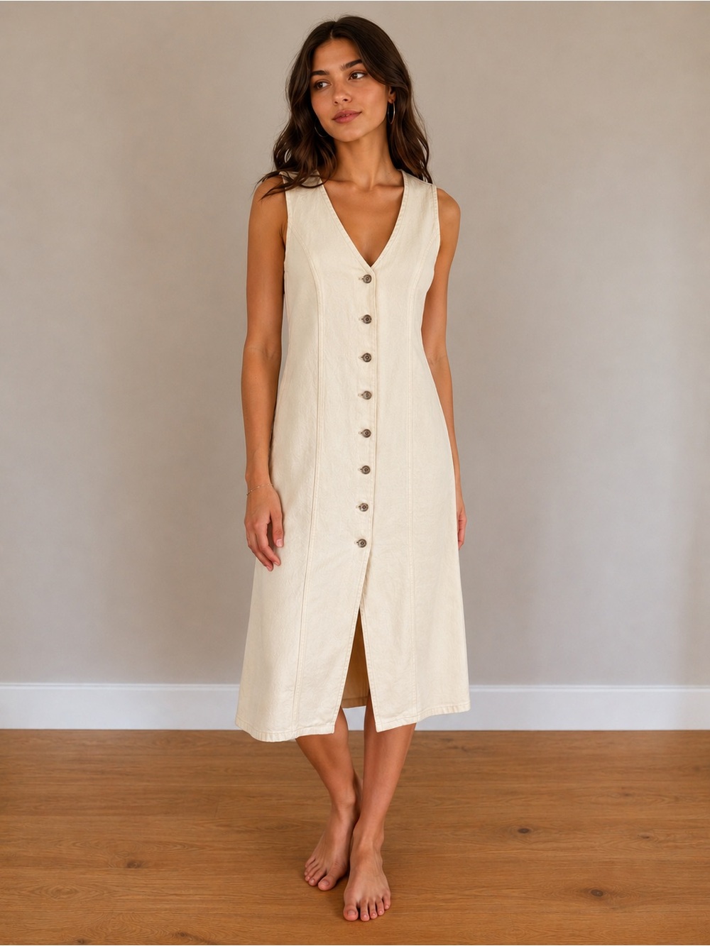 Abercrombie & Fitch Cream Midi Dress